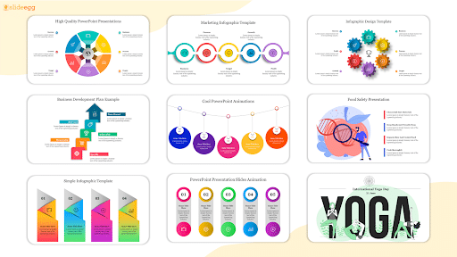 SlideEgg's Collection of Premade Presentation Templates in multicolors with multiple nodes