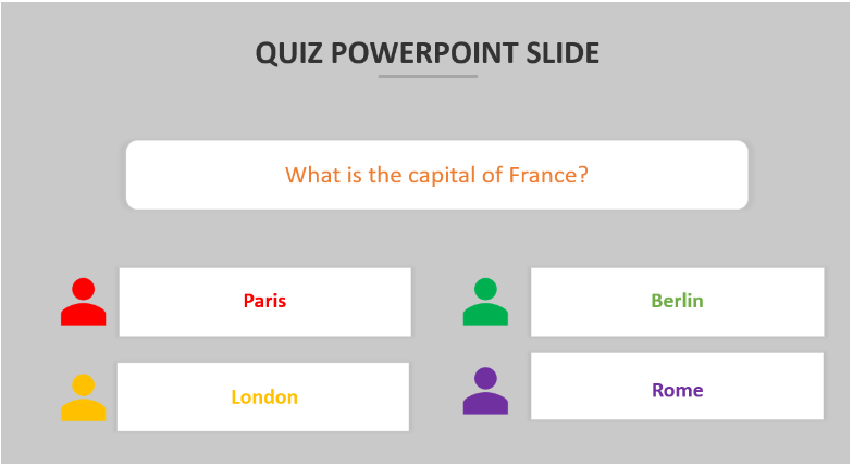 Quiz presentation Google Slide with the question and four options.