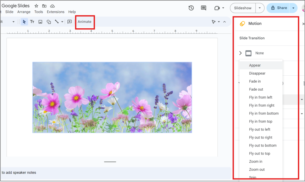 Inserting Animation in Google Slides