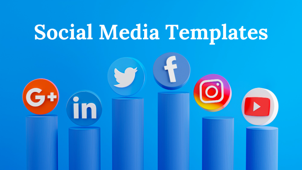 Social Media Presentation Templates from SlideEgg with a graph and social media icons.