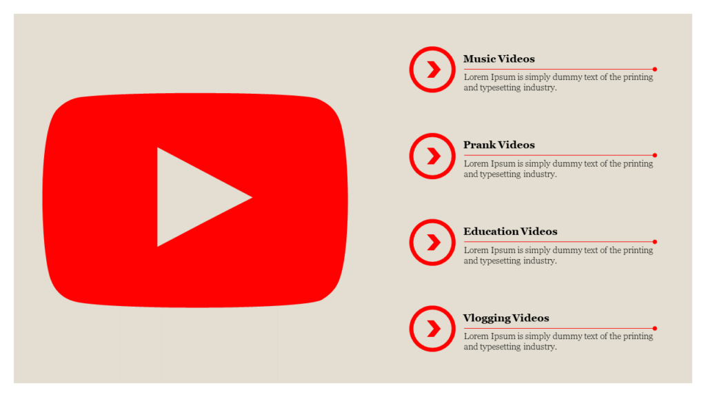 SlideEgg's Presentation Template with a types of YouTube Videos