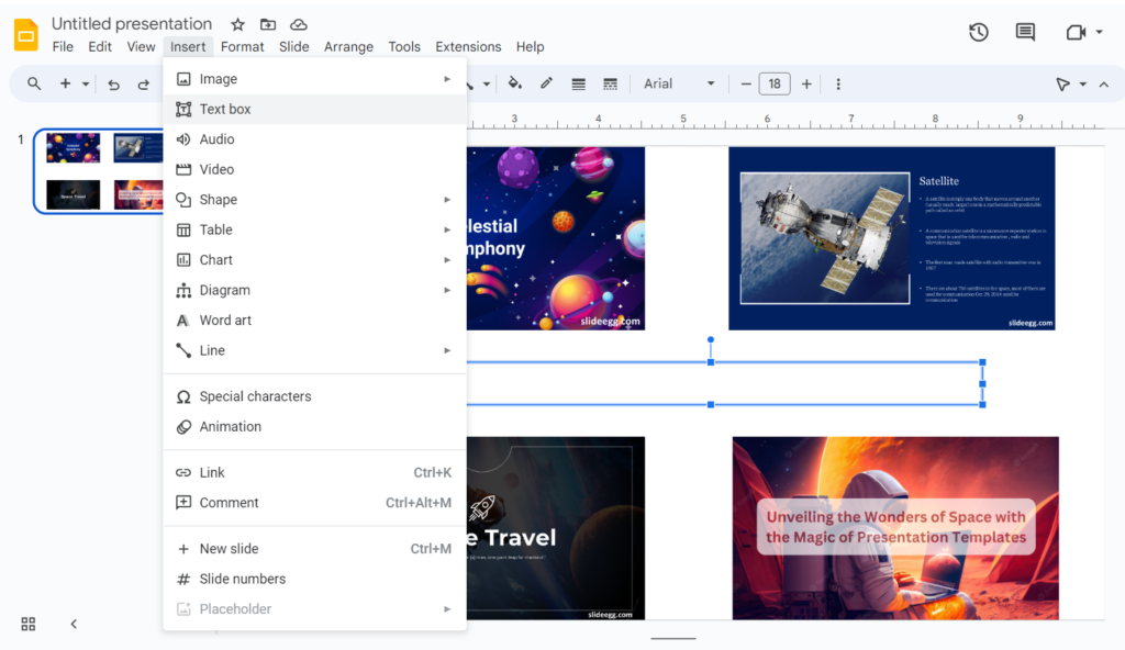 Adding Text Box in Google Slides for a collage