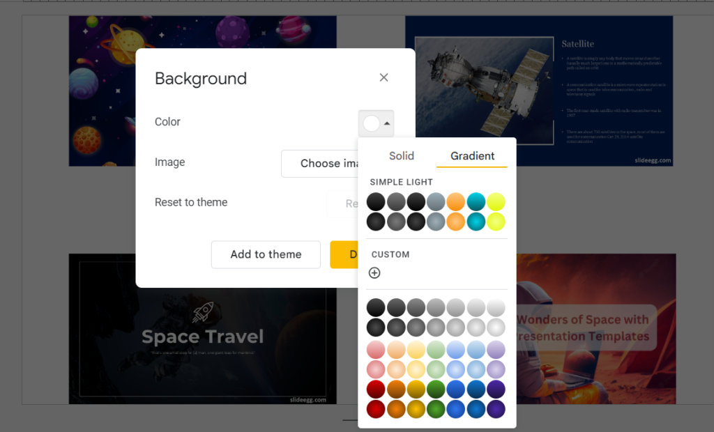 Changing the background in Google Slides for eye-catching collage