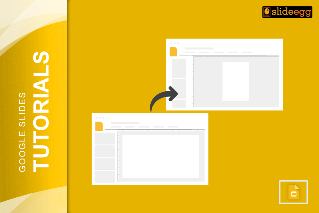 Two Google Slides windows. One with a single slide, the other with multiple slides arranged vertically.