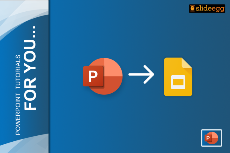 PowerPoint logo transitioning to a Google Slides logo, representing conversion between the two platforms.