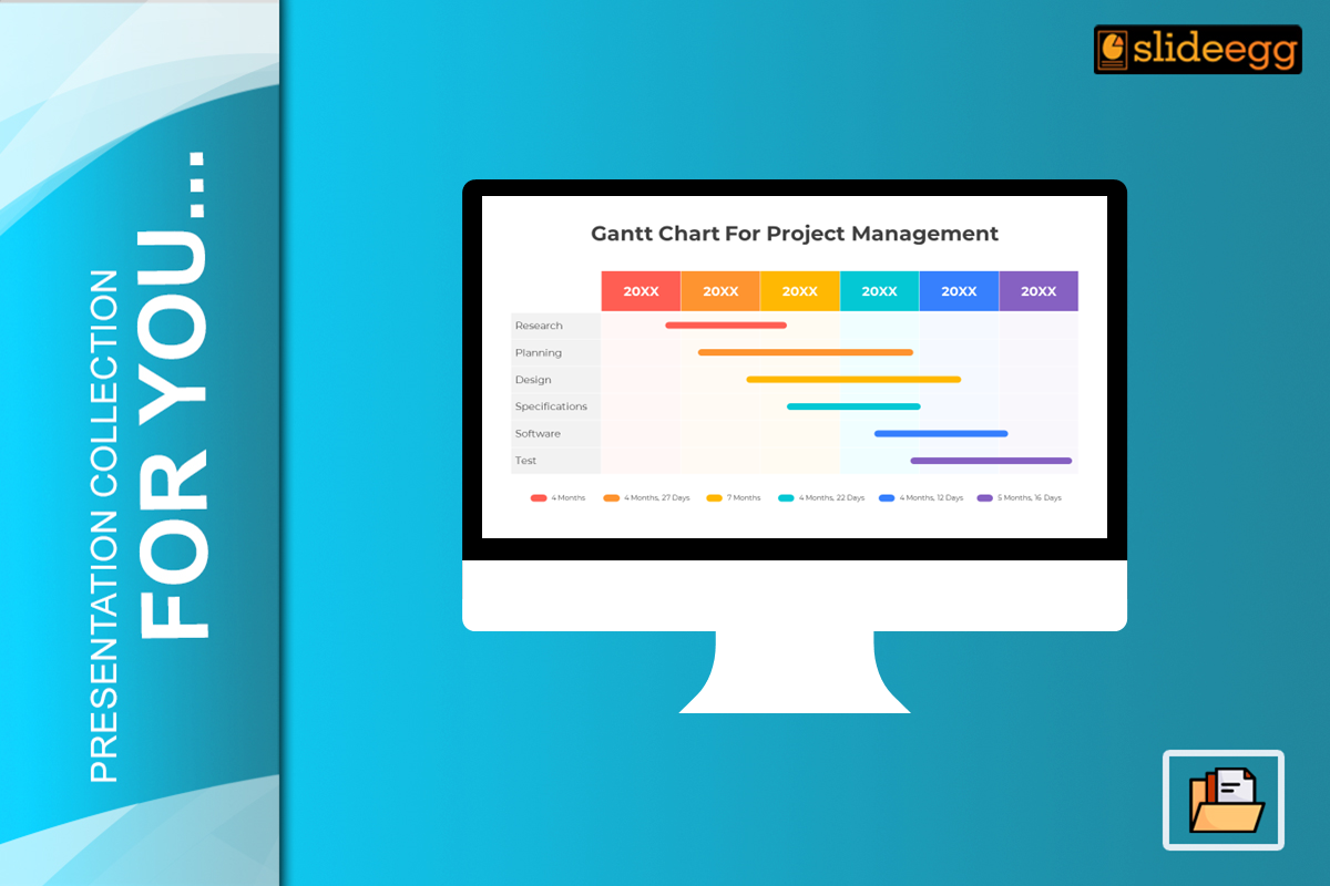 Illustration of gantt chart in a white background laptop. The variation in gantt chart are shown using varying colors.