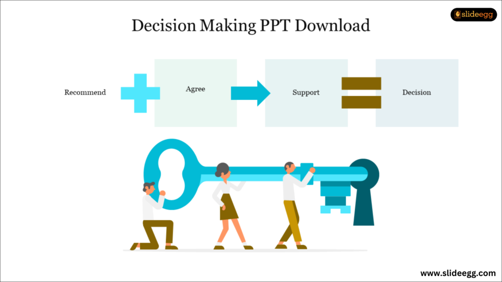 Illustration of two persons holding a large key towards a keyhole that depicts problem solving.