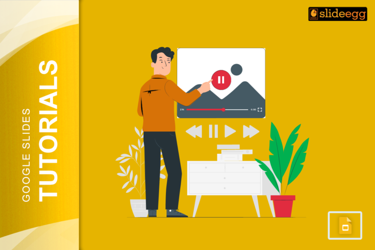 A man pointing at a pause button on a video. Learn how to record your presentation in a few steps.