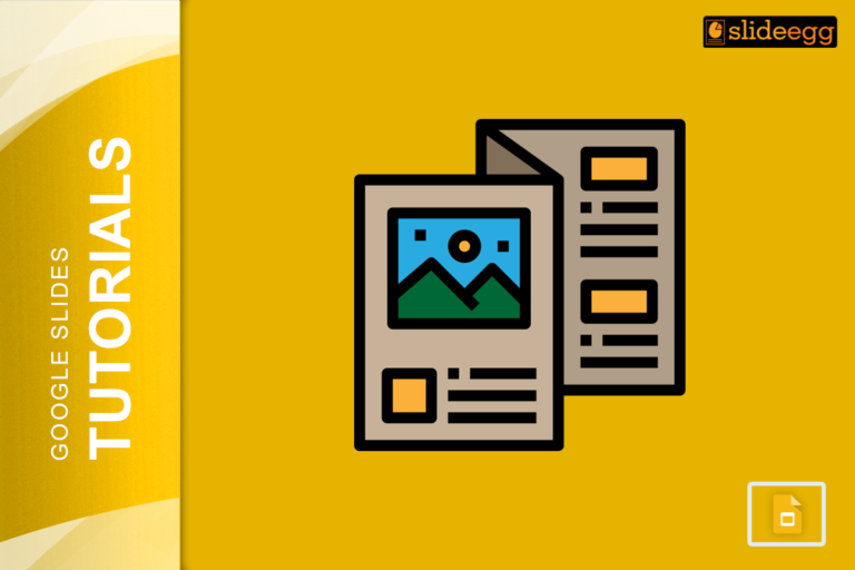 Google Slides tutorial on creating a brochure, illustrated with a brochure icon.