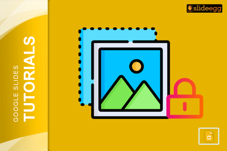 "How to Lock Images in Google Slides" blog's Banner image, features an image icon with a lock symbol on a yellow background.