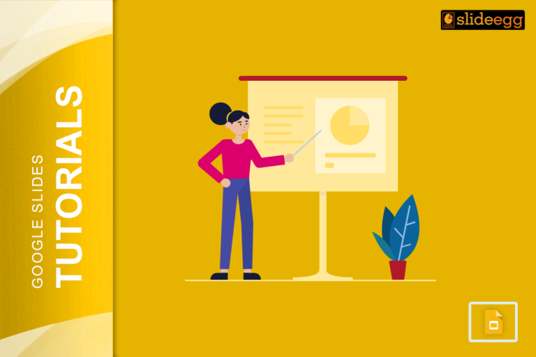 Banner for blog 'How to Make Interactive Google Slides' with an illustration of a person presenting a chart on a screen.