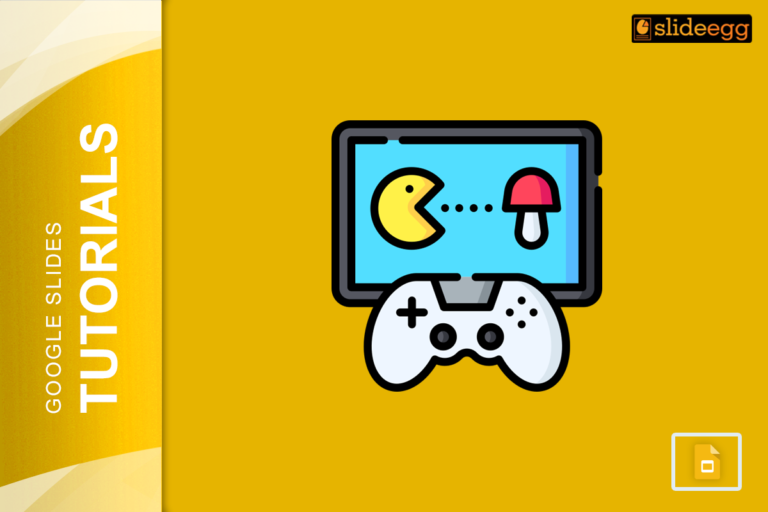 Banner for blog 'How to Make a Game on Google Slides' featuring a game controller and screen with game elements.