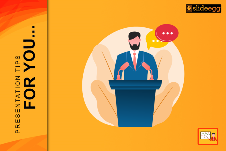 Banner image of the blog "How to Prepare a Speech for Public Speaking" features a speaker with an orange background.