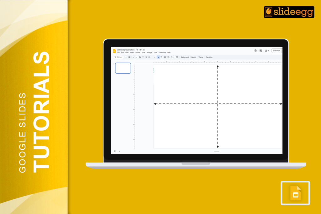 Banner for the blog "What are the Measurements of a Google Slide" with a laptop showing slide dimensions.