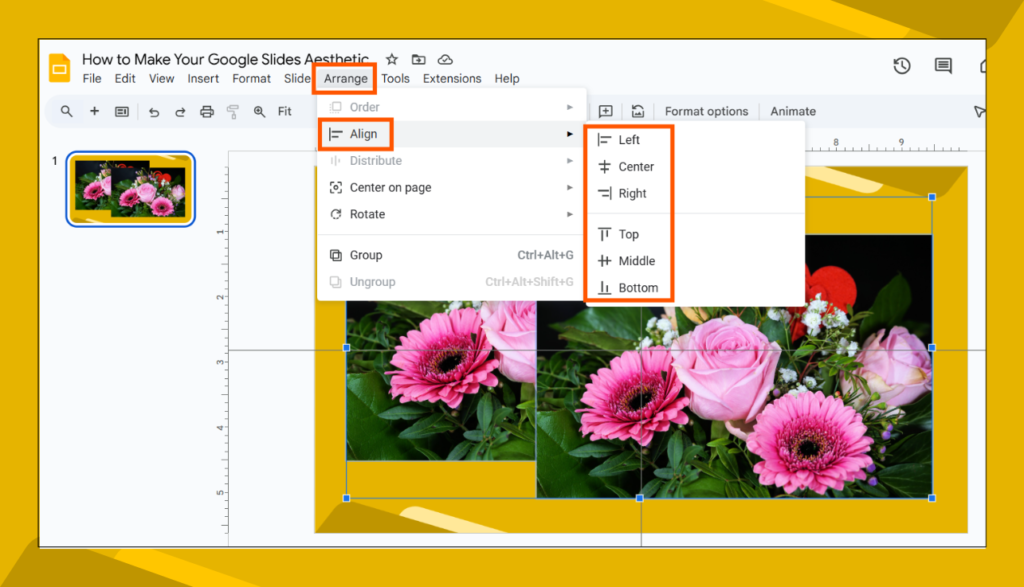 Arrange _ Align Option in Google Slides