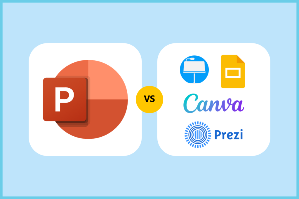 PowerPoint vs. other presentation tools like Keynote, Google Slides, Canva, and Prezi, comparing features and usability.