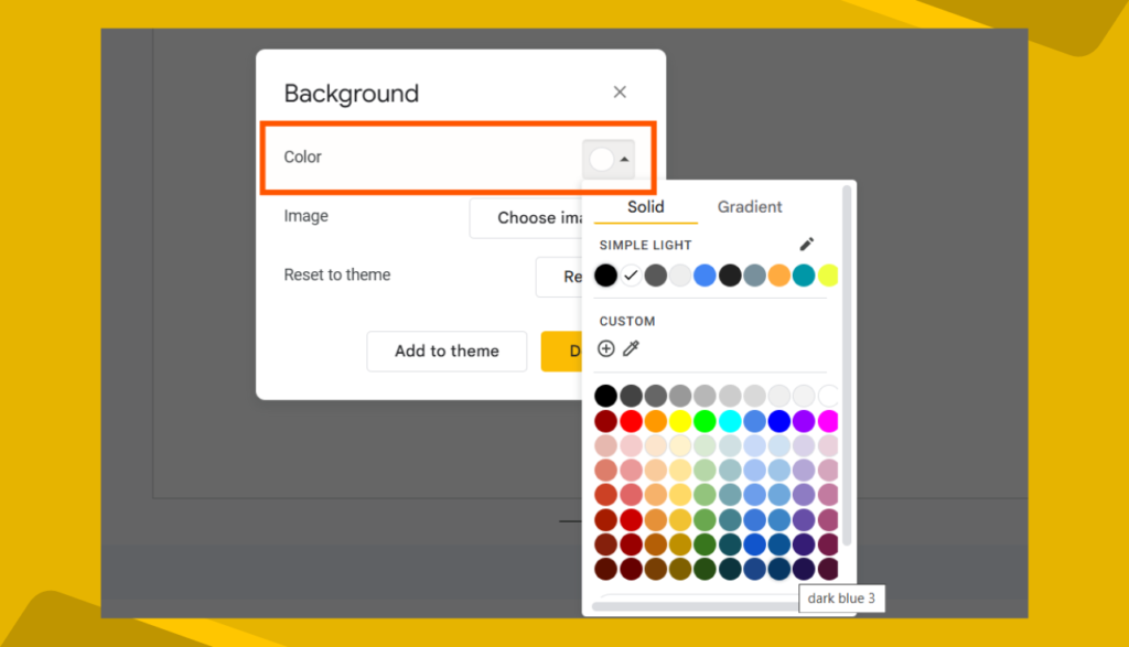 Change Background Color Option in Google Slides