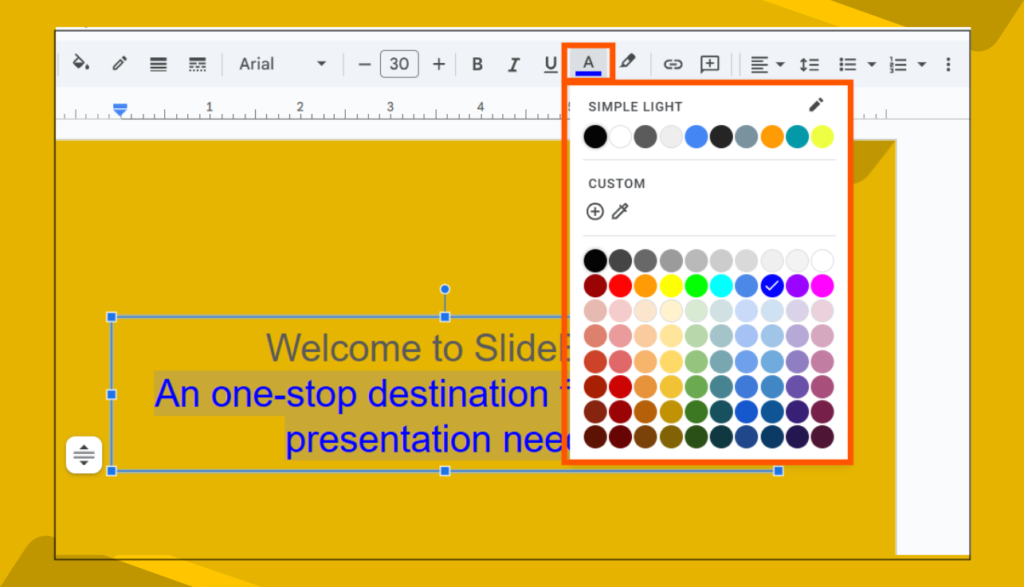 Changing the Text Color Option in Google Slides