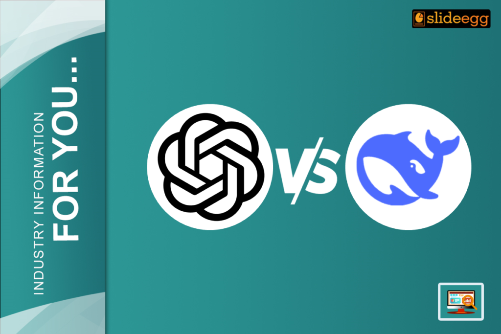 ChatGPT vs. DeepSeek AI battle visual with logos, showcasing competition in AI advancements and language model capabilities.