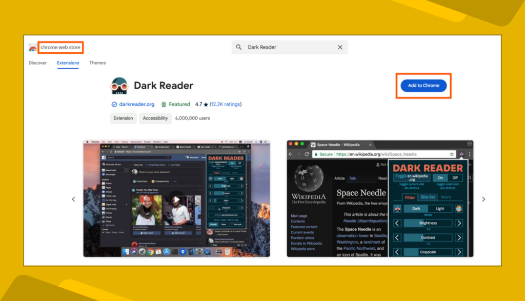 Dark Reader Extension in Chrome Web Store