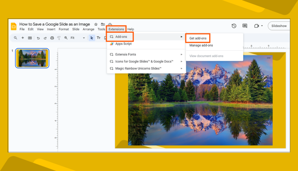 Extensions_Add-ons_Get add-ons Options in Google Slides