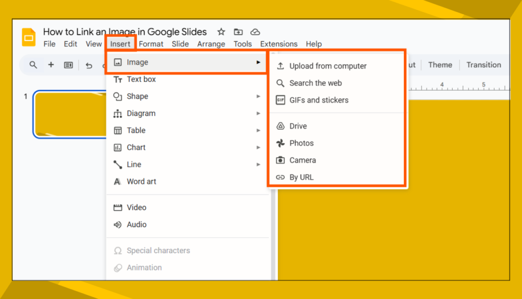 Inserting Image Option in Google Slides