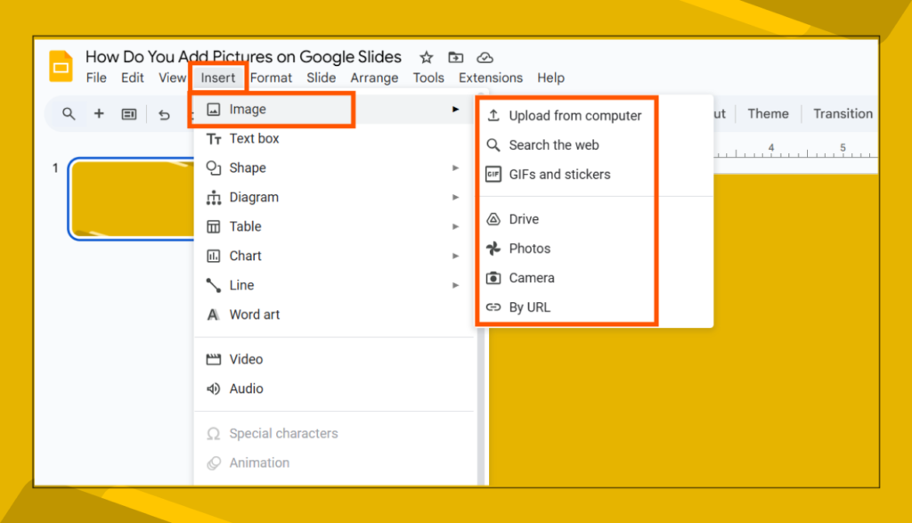 Insert _ Image from Various Sources Option in Google Slides