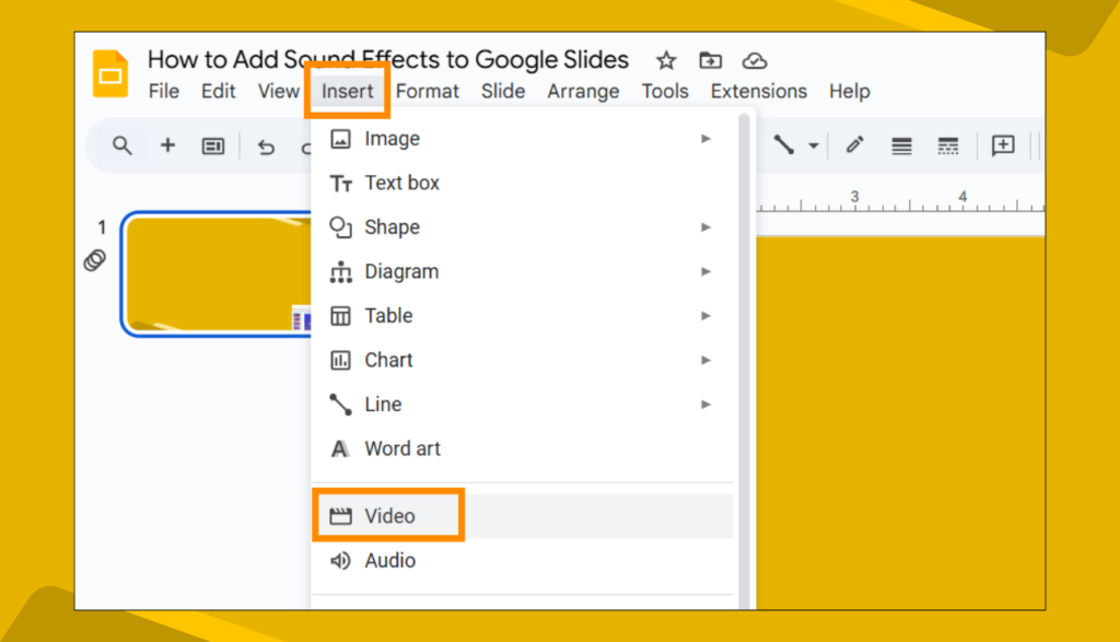 Insert > Video Option in Google Slides