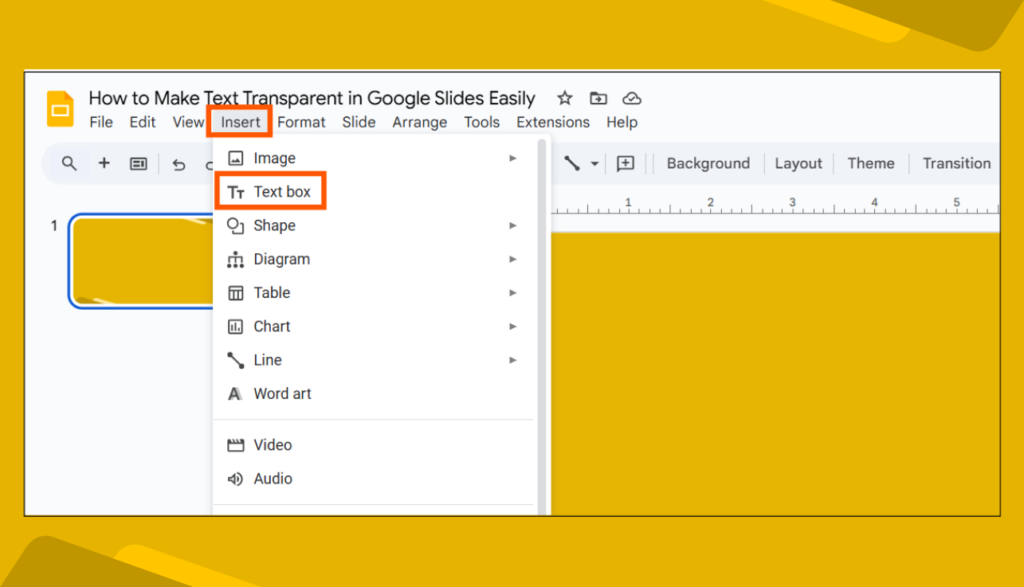 Insert_Text Box Option in Google Slides