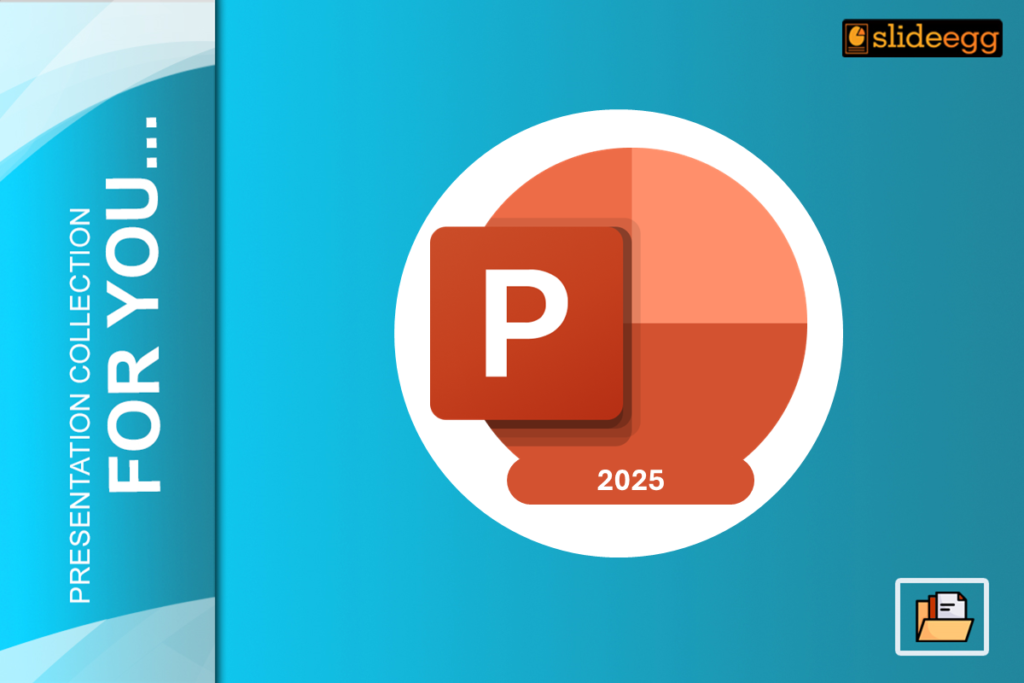 PowerPoint 2025 logo on a futuristic background, representing the latest presentation software with advanced features.