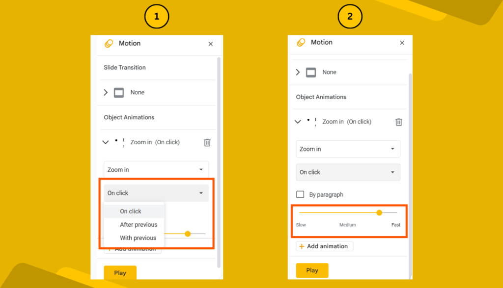 Setting Animation Timing in Google Slides