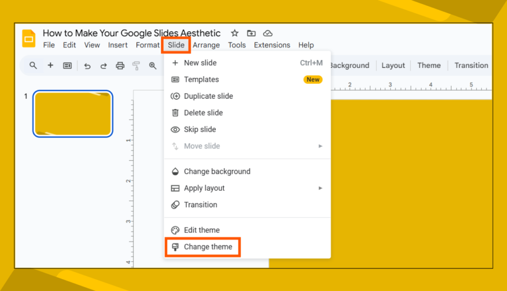 Slide_Change Theme Option in Google Slides