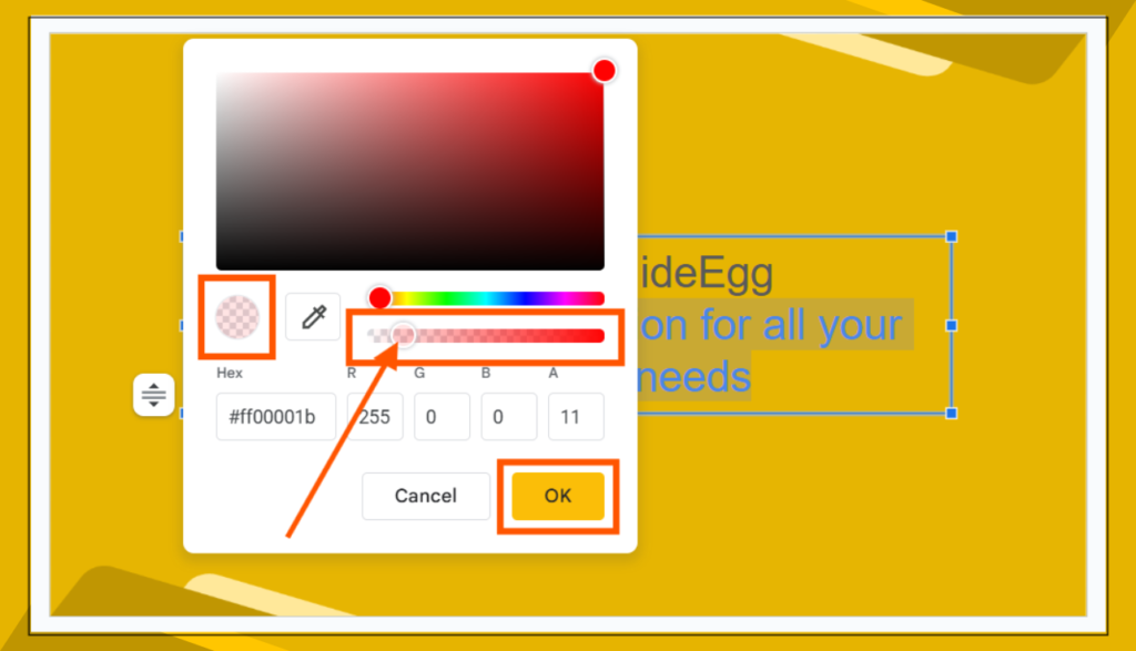 Transparency Slider Option in Google Slides