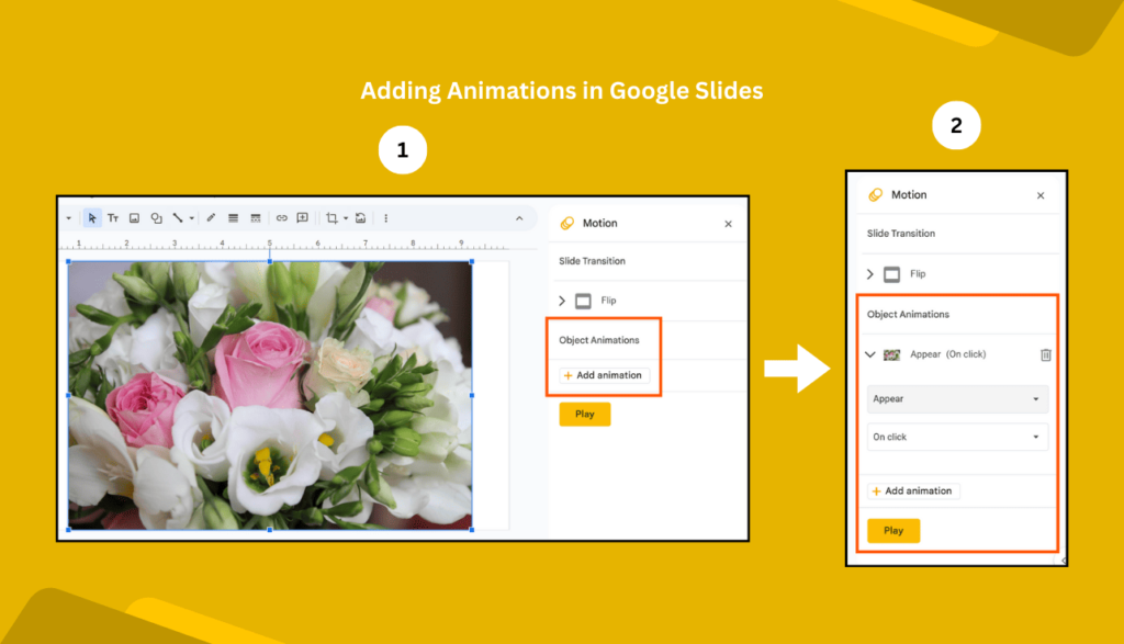 Adding Animations Options & Steps in Google Slides