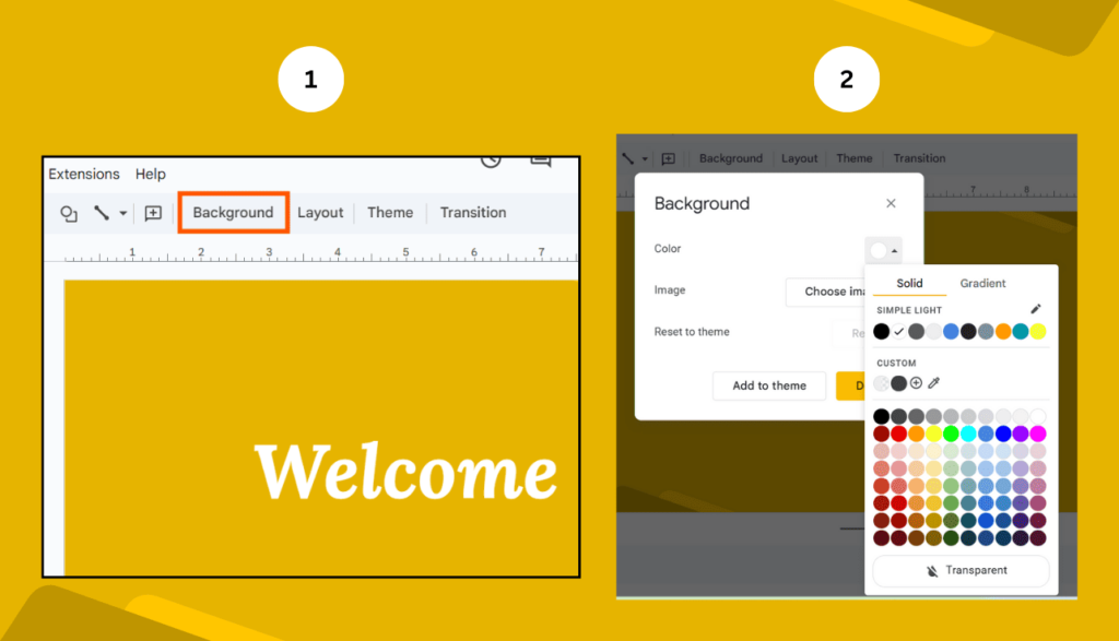 Changing Slide's Background Color in Google Slides