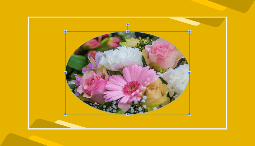 Cropped image into circle shape with edges to resize or move the image in Google Slides