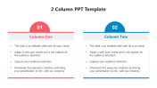 Simple two-column template with bright numbered headers each column containing bulleted text for easy comparison.