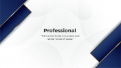 Minimalistic professional slide with dark blue and gold geometric accents on white background and a title area at the center.