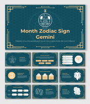 Elegant Month Zodiac Sign Gemini PPT And Google Slides