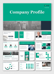 Green Color Company Profile PPT And Google Slides Themes