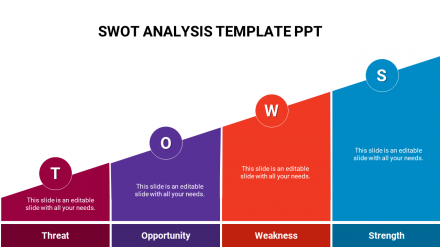 Best SWOT Analysis Template PPT Slide Design-Four Node