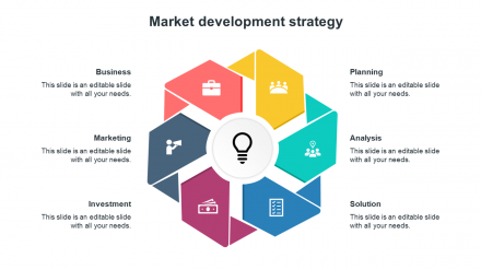 Multi-Color Market Development Strategy Template - Hexagons