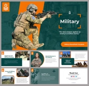 Triangle Military Symbols PowerPoint Template With Icons