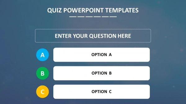 Mẫu Quiz PowerPoint: Dành cho những ai muốn tạo ra một thử thách thú vị, đầy tính tương tác cho trò chơi giáo dục của mình. Hãy khám phá những mẫu PowerPoint đa dạng với đội ngũ thiết kế chuyên nghiệp để tạo nên bài thi hoàn hảo cho bạn!