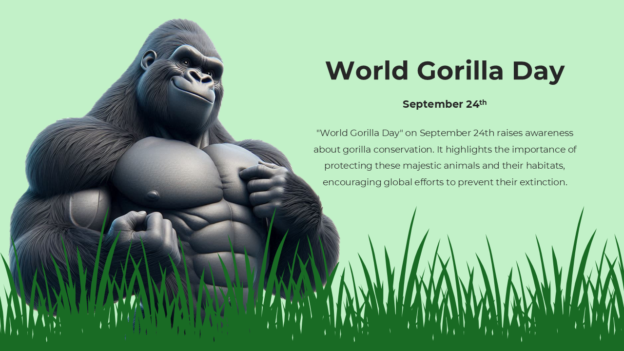 Concise World Gorilla Day PowerPoint And Canva Templates