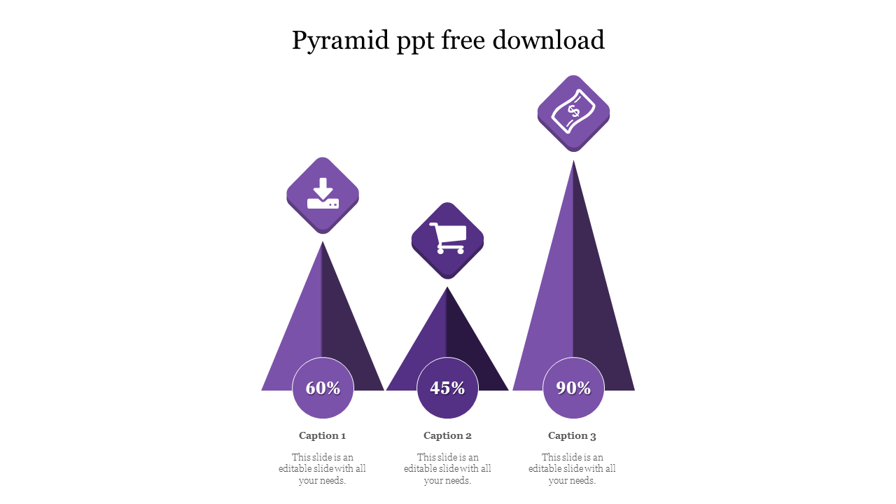 Editable Three Pyramid PPT Free Download For Presentation