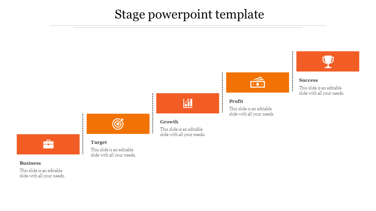 Stage PowerPoint Presentation Template with Five Nodes