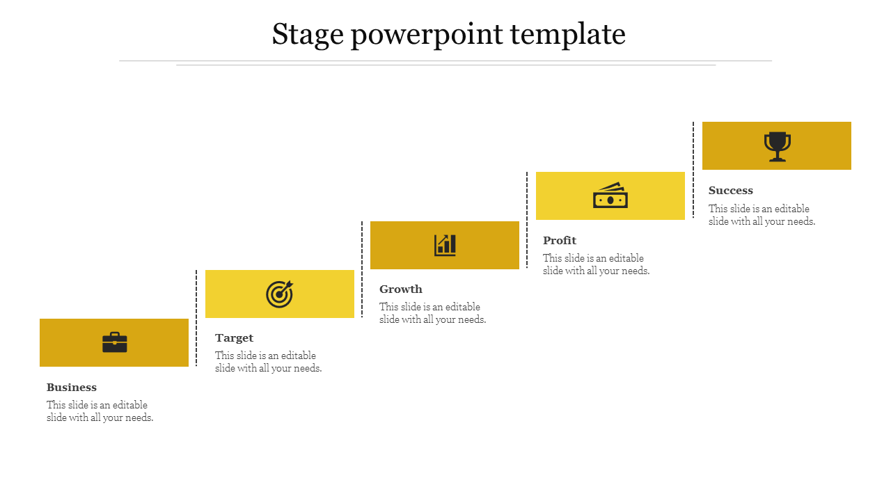 Five Stage PowerPoint Template With Rectangle Shape