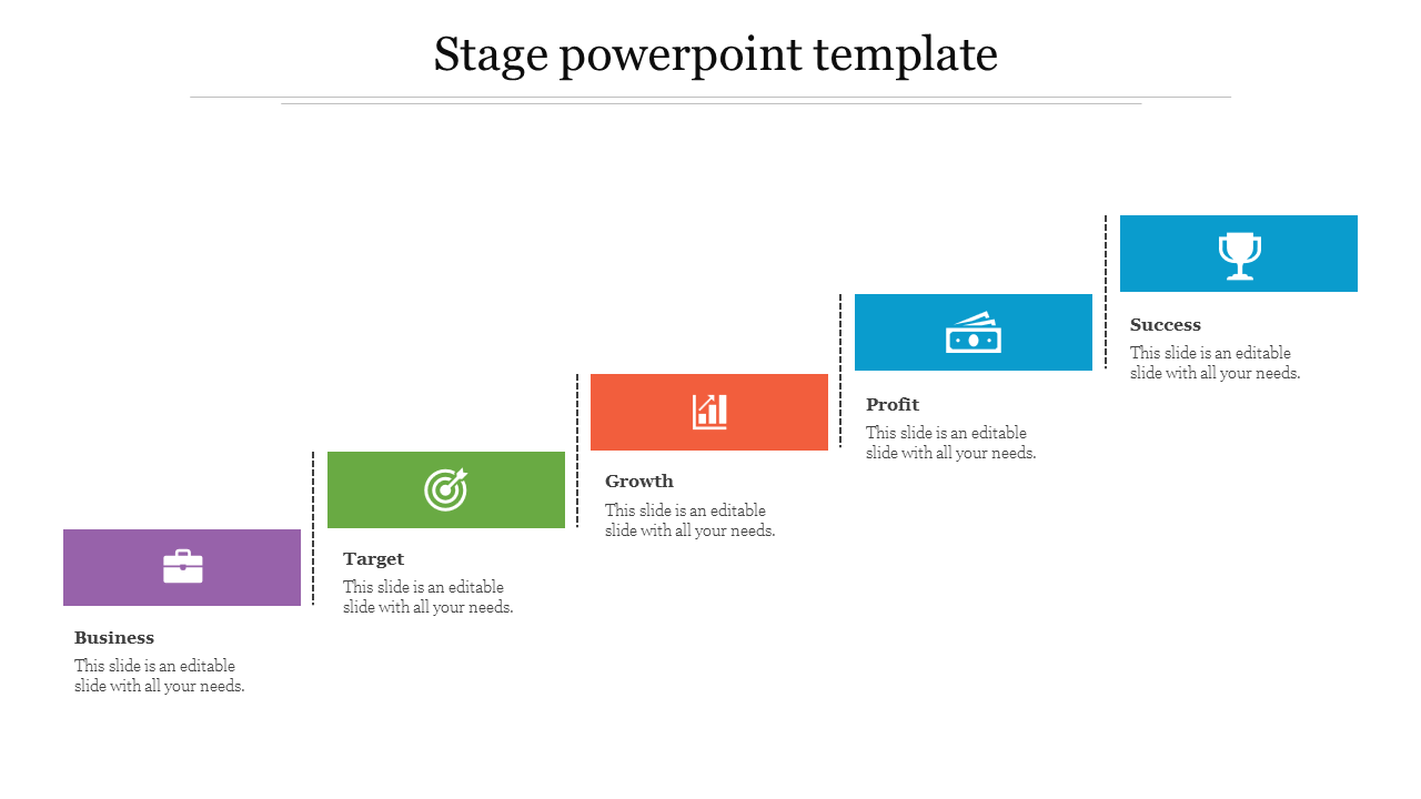 Stage PowerPoint Template for Project Milestone Tracking