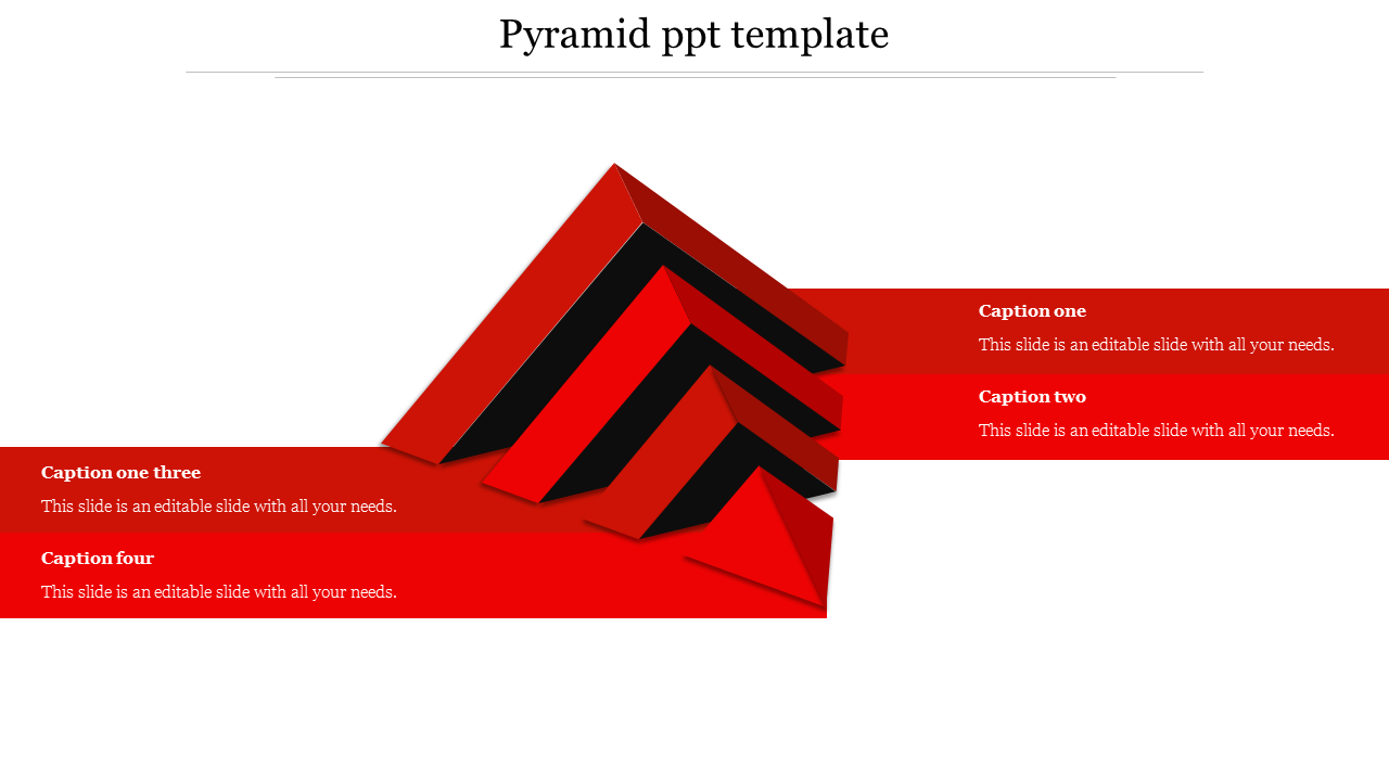 Modern infographic with a geometric red pyramid, and four text sections extending outward, on a white background.